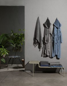 A grey and a blu bathrobes of Diesel Home Linen Collection Photographer Maria Teresa Furnari